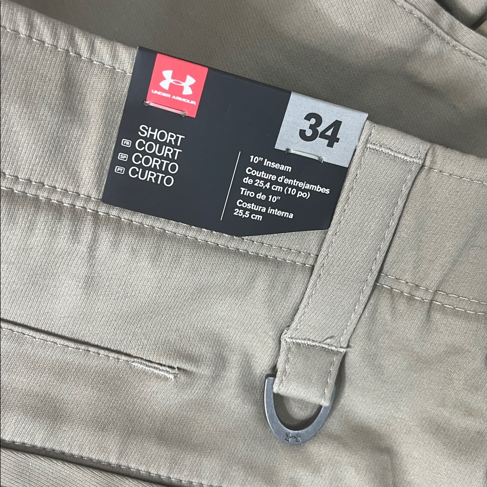 Golf Shorts Chino Tan NWT Under Armour Flex Stretch Comfort Waistband Size 34
